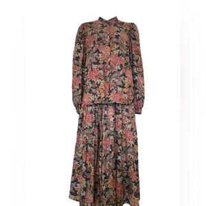 Jaeger of London Vintage Floral Skirt Set Victorian Style